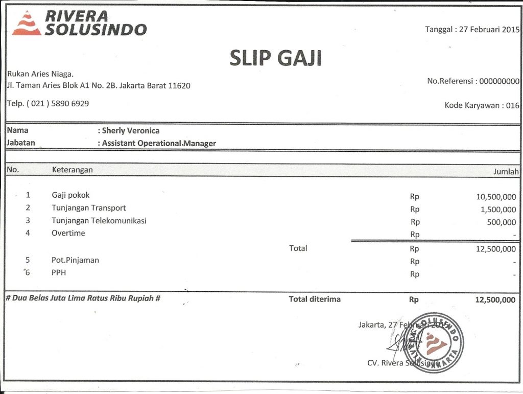 Contoh Slip Gaji Karyawan Pdf Download - IMAGESEE