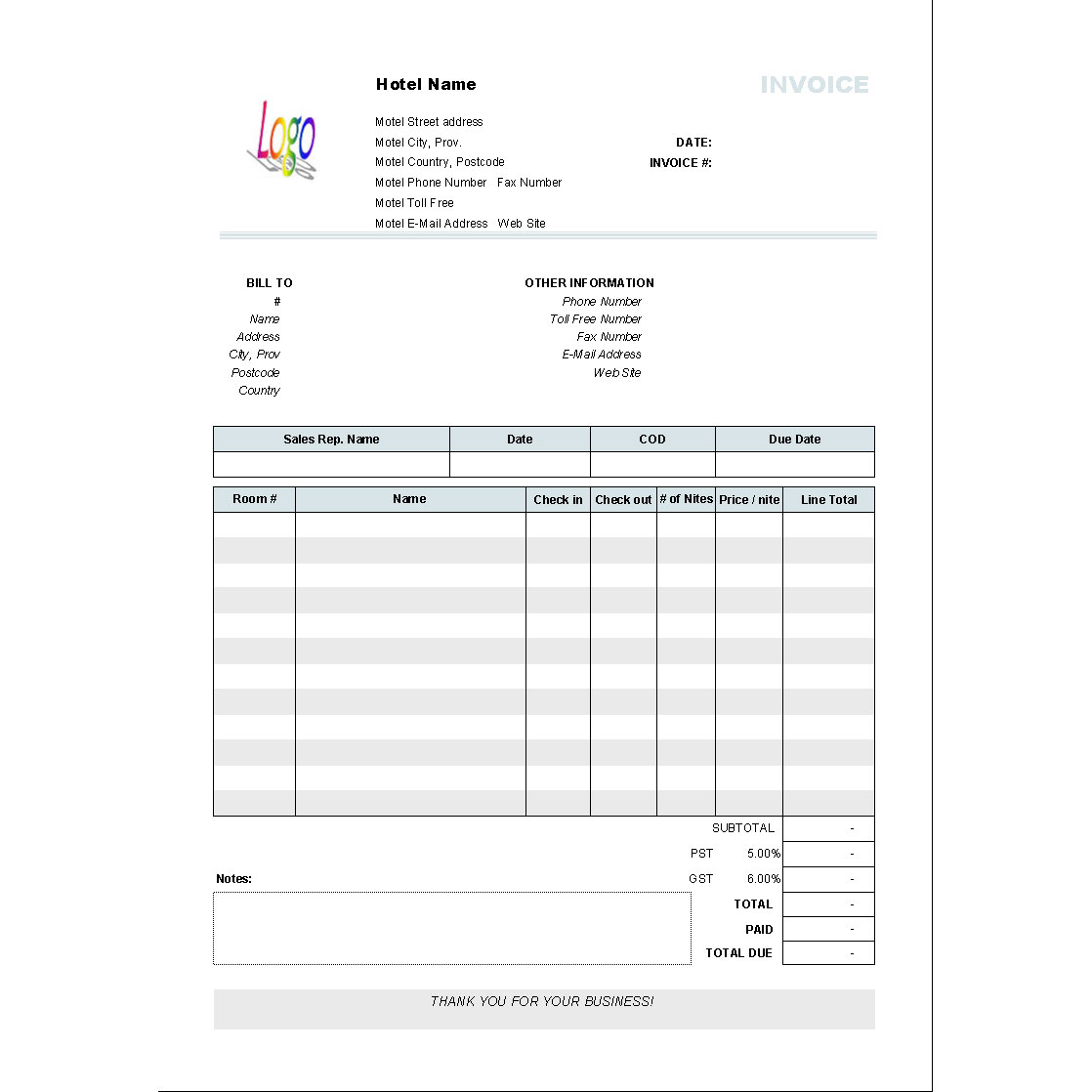 Contoh Invoice Hotel Paling Lengkap Dan Mudah Untuk Dibuat 1339