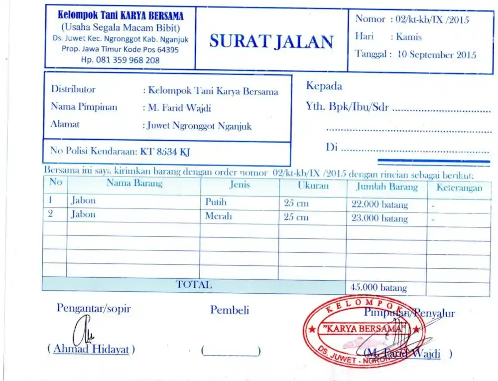 surat jalan barang