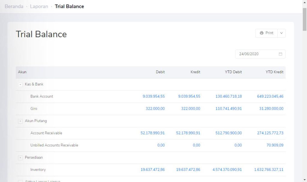 trial balance kledo