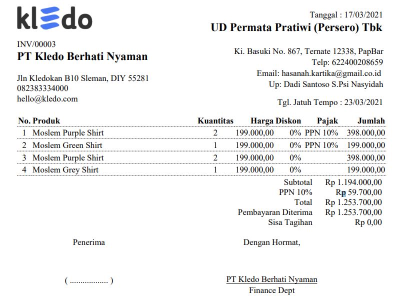 Invoice Pembahasan Format Dan Contoh Yang Bisa Download 2803