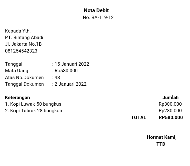 nota debit 2