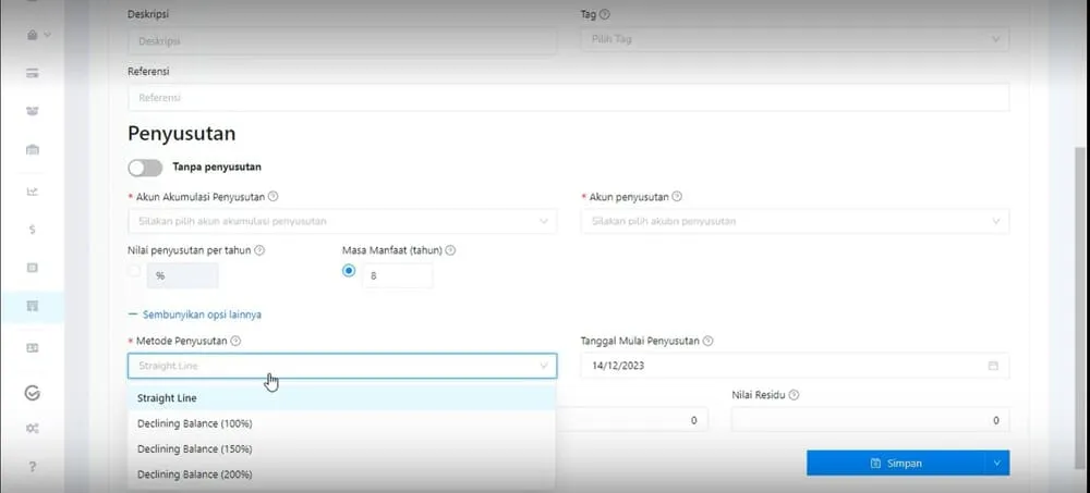 kledo pilihan metode penyusutan