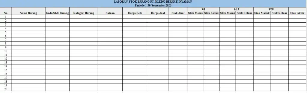 laporan stok barang gudang