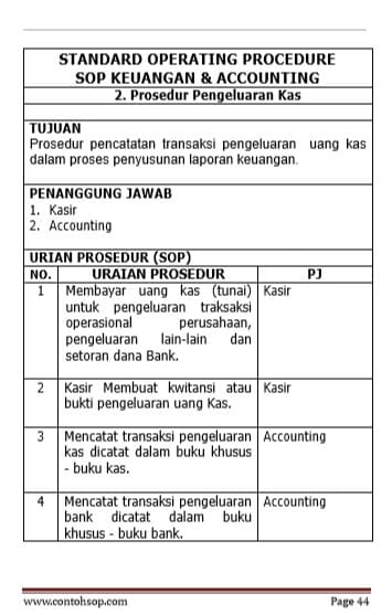 Contoh SOP keuangan perusahaan