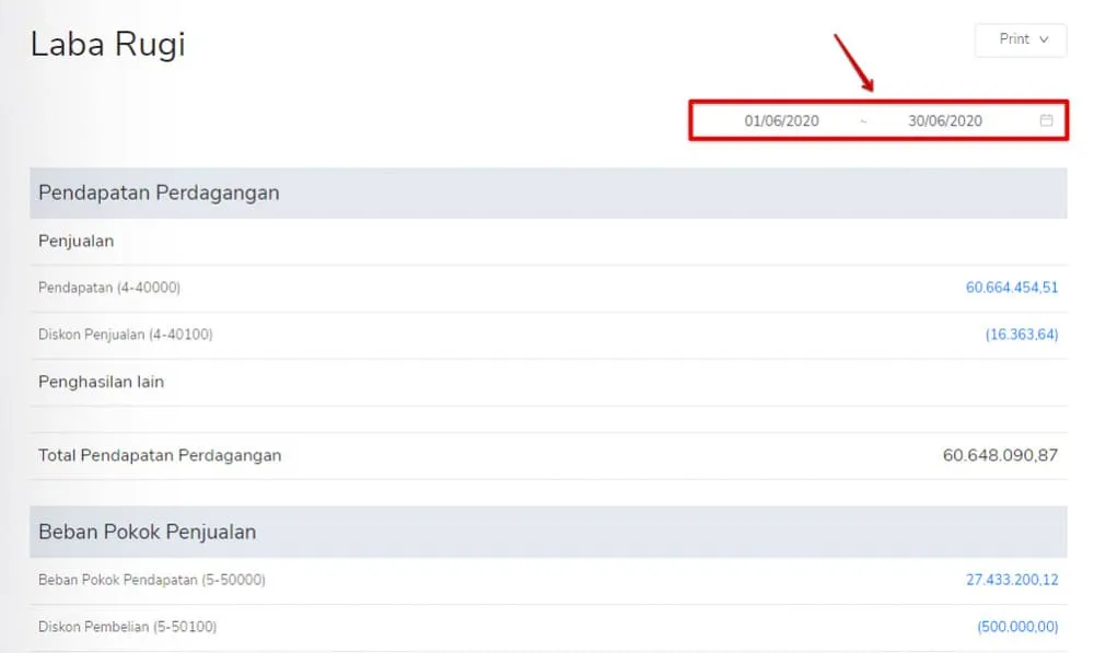 cara membuat laporan laba rugi dengan kledo 2