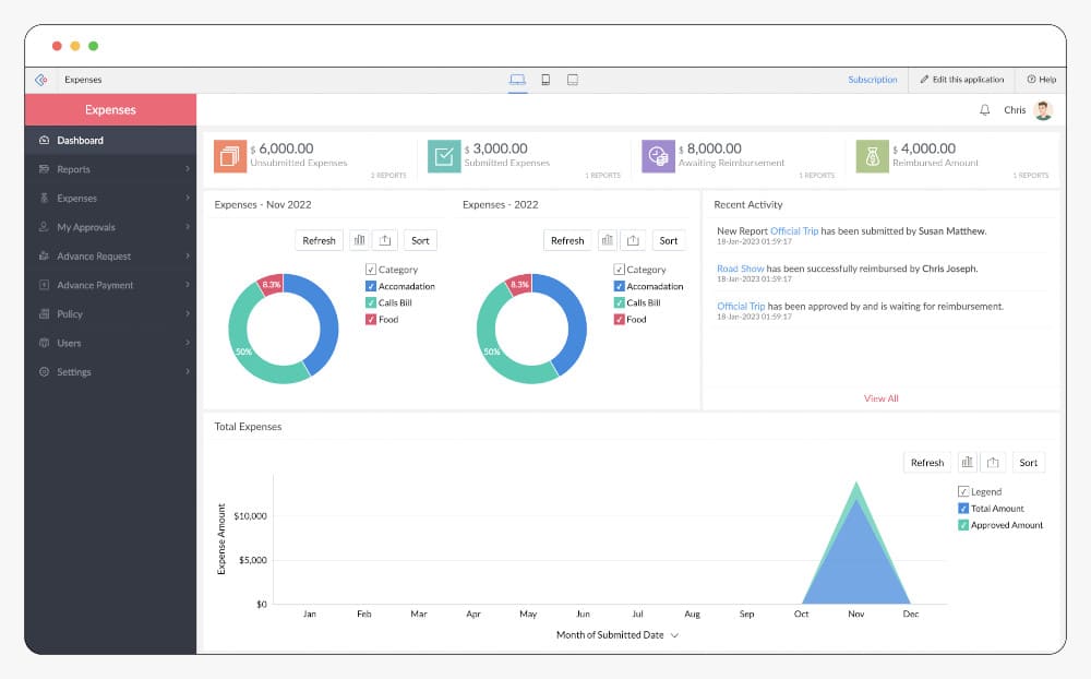 expense tracker zoho