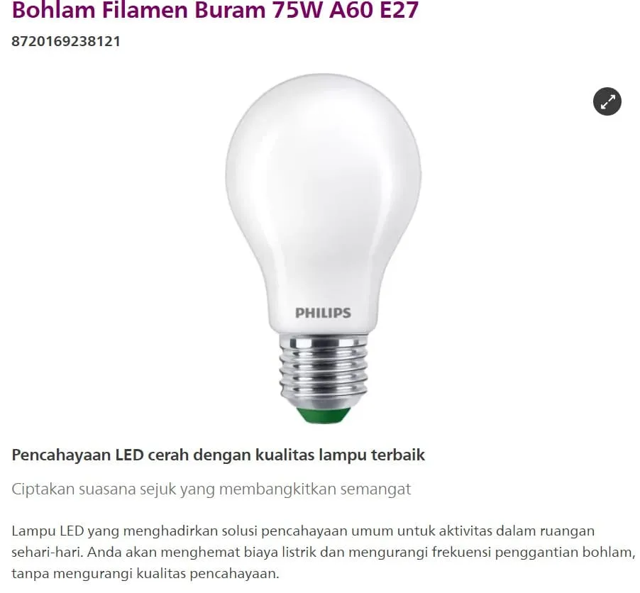 deskripsi produk lampu philip