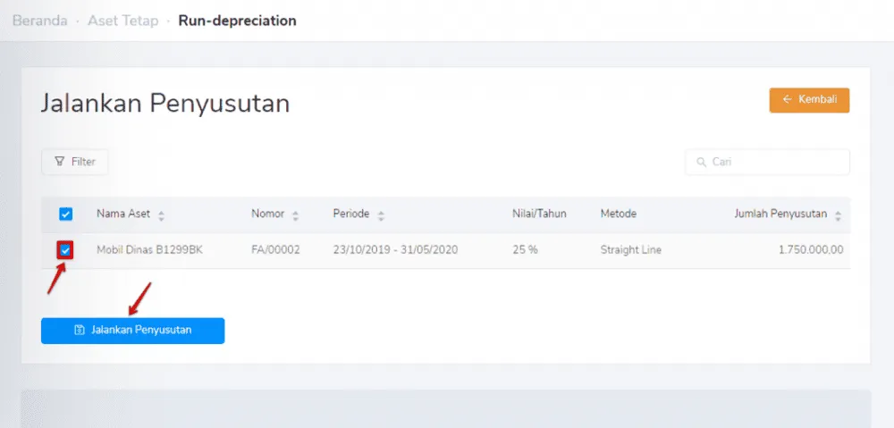memilih menjalankan penyusutan