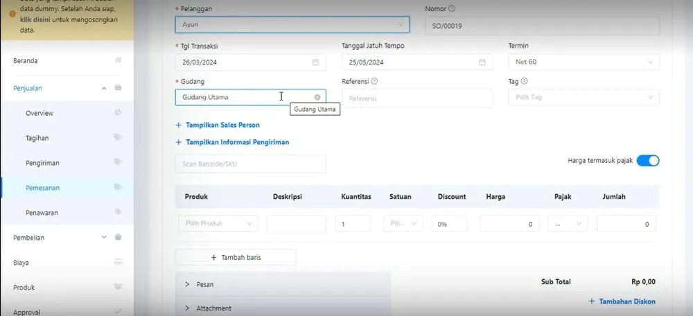 cara membuat sales order 2