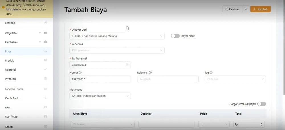 contoh form reimbursement 2