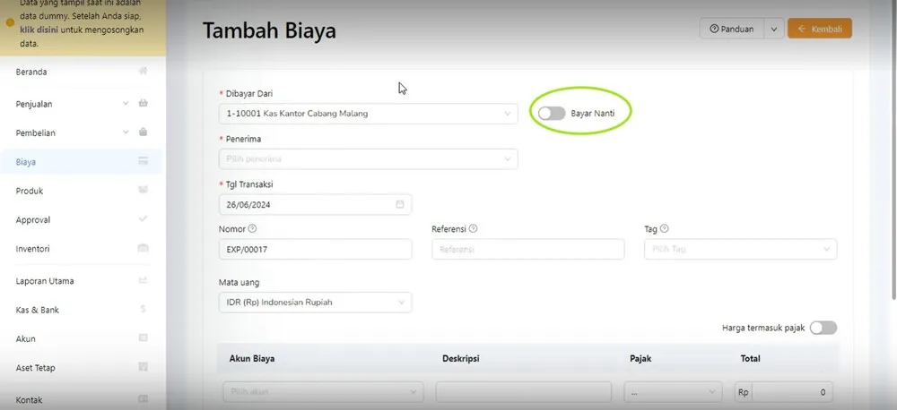 contoh form reimbursement 2b