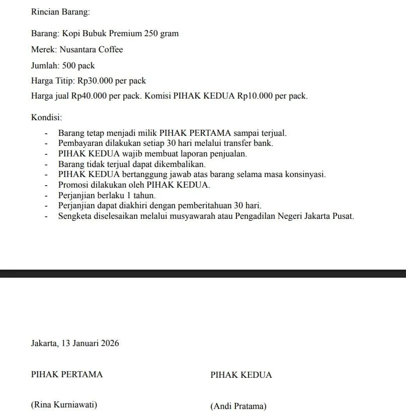 template surat perjanjian konsinyasi 1b