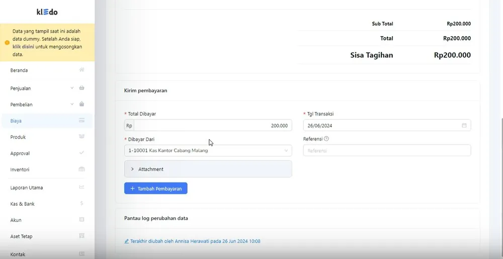 tutorial melunasi pembayaran reimbursement 1