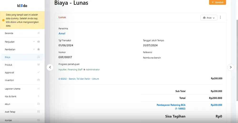 tutorial melunasi pembayaran reimbursement 2