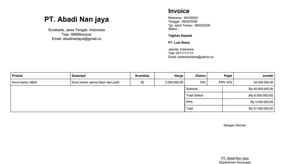 cara buat invoice 2