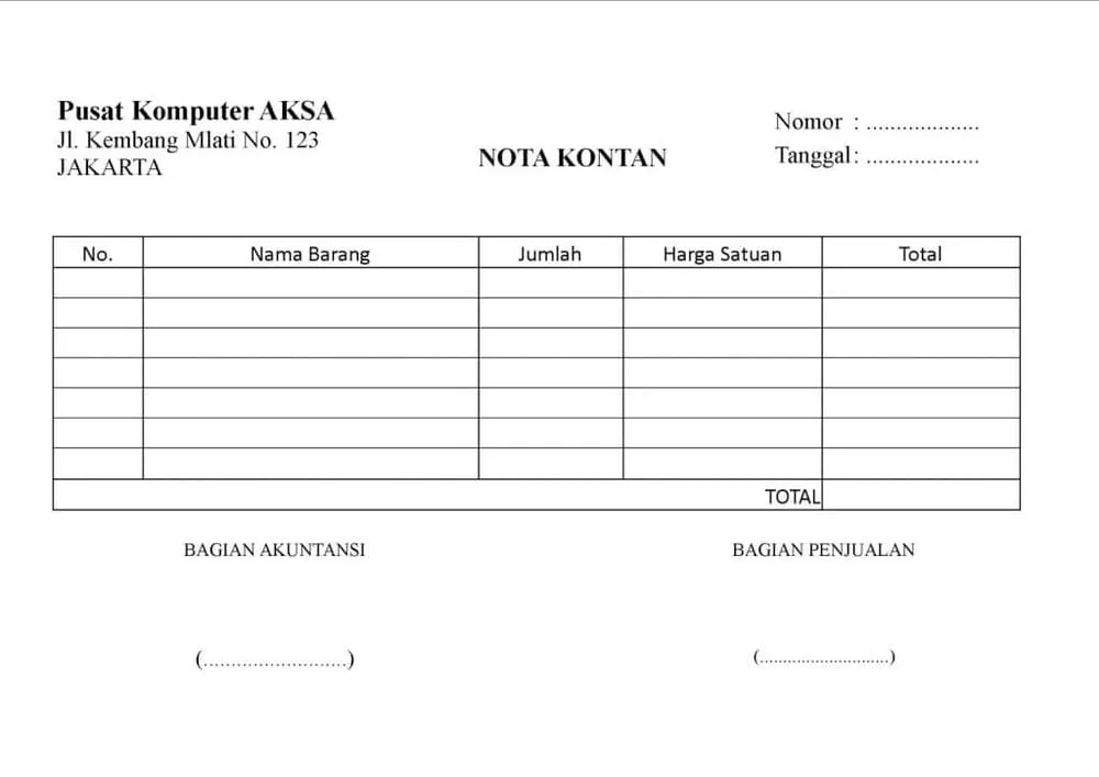 contoh nota kosong 2