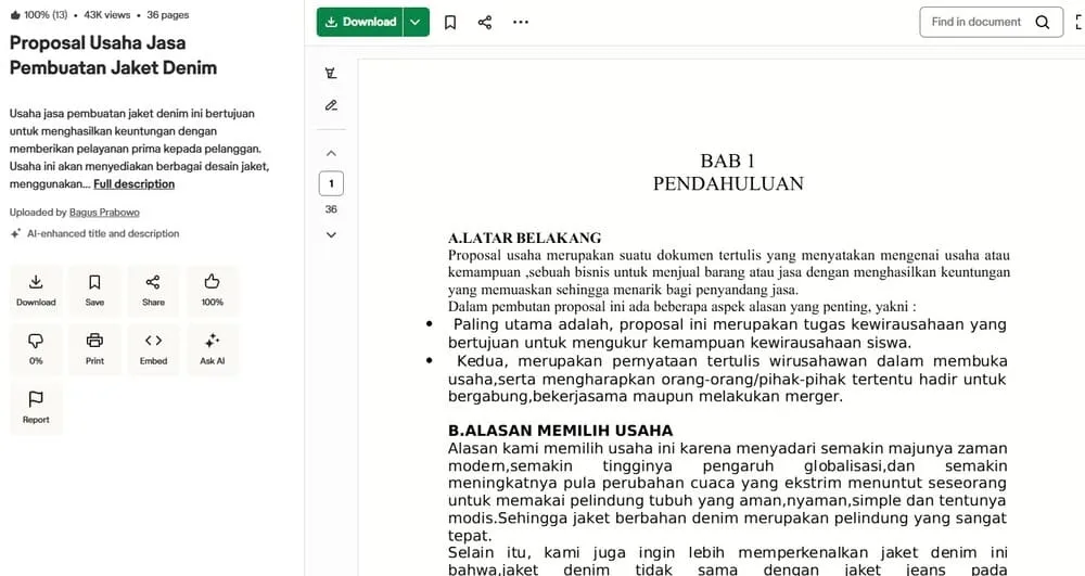 contoh proposal bisnis jasa jaket denim