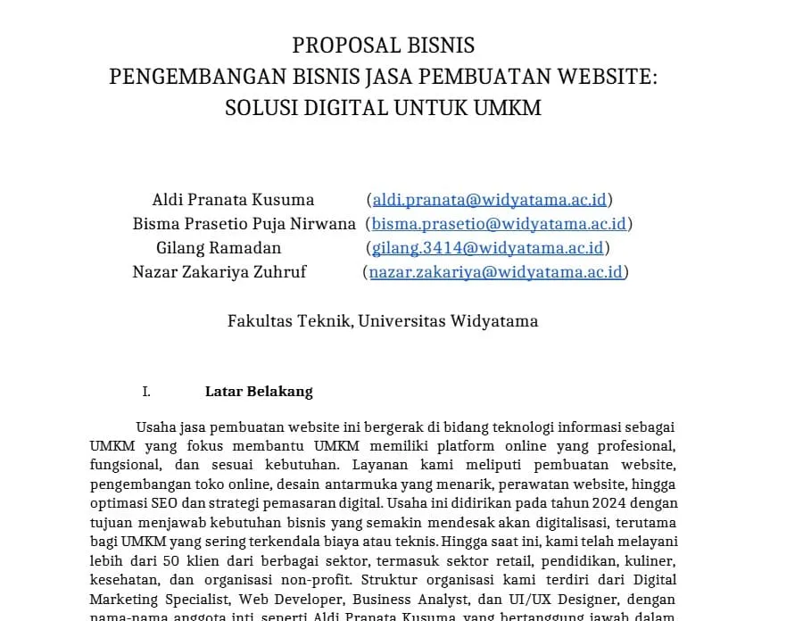 contoh proposal bisnis jasa website umkm