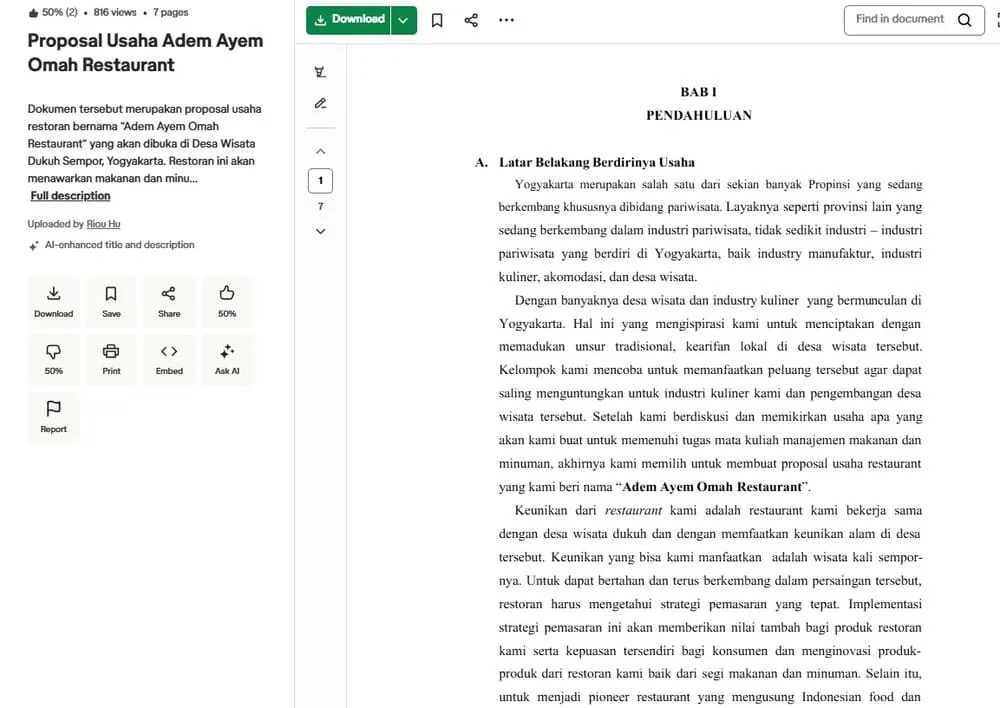 proposal bisnis restoran 3