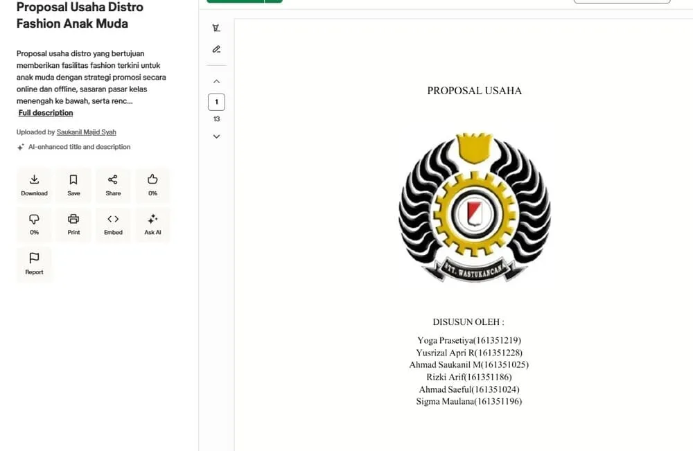 proposal usaha distro fashion