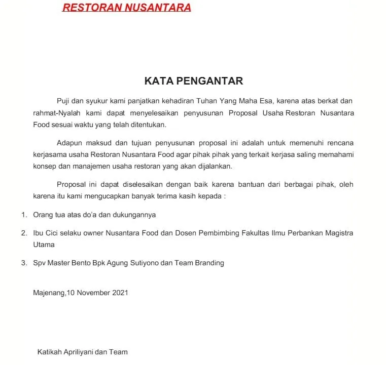 proposal usaha restoran nusantara
