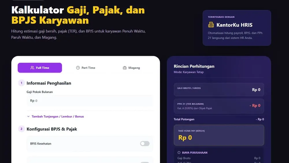 Kalkulator Gaji KantorKu HRIS