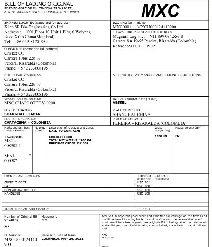 contoh dokumen bl mxc