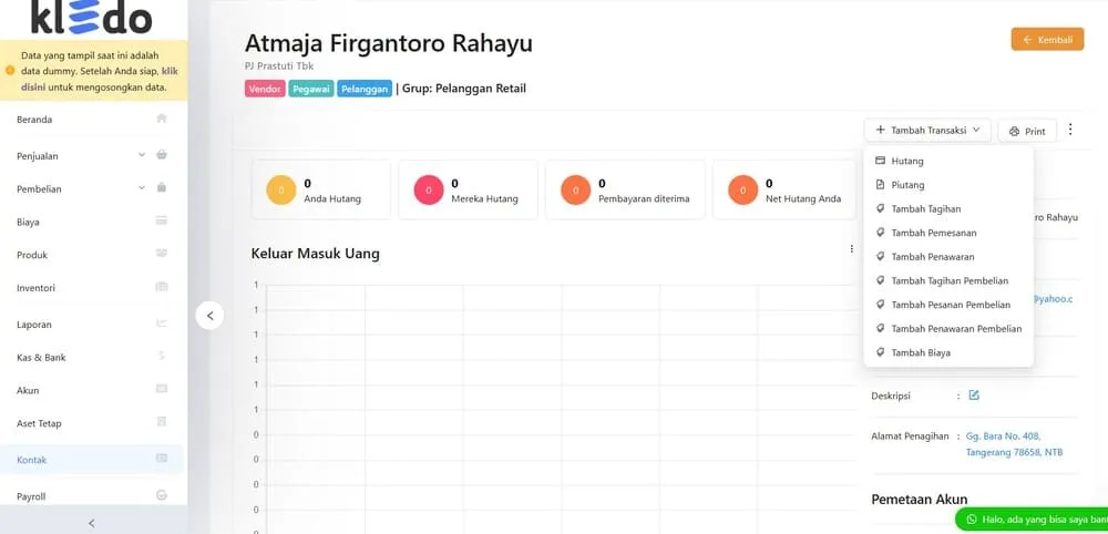contoh mencatat hutang dengan software akuntansi kledo 2