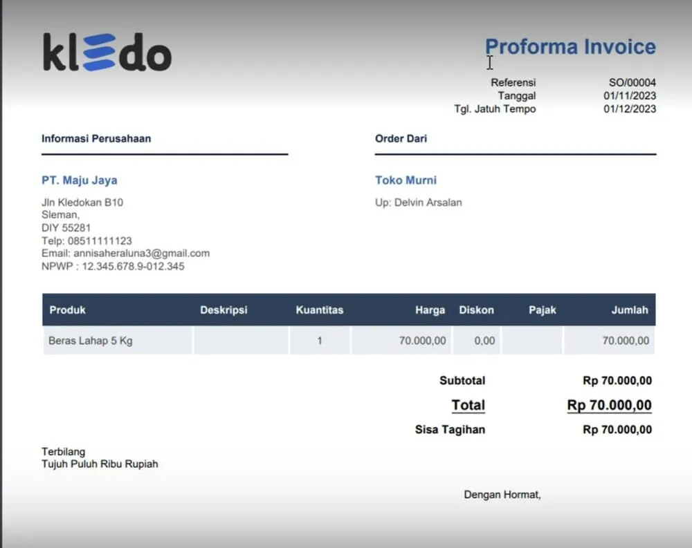 kledo proforma invoice 5