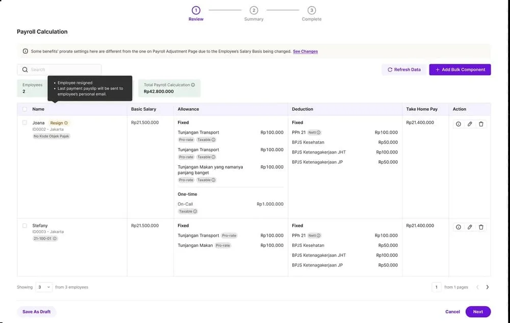 Kalkulator Payroll KantorKu HRIS