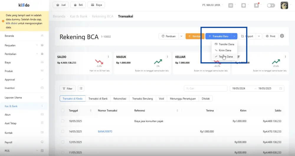 cara mencatat interest revenue dengan kledo 2