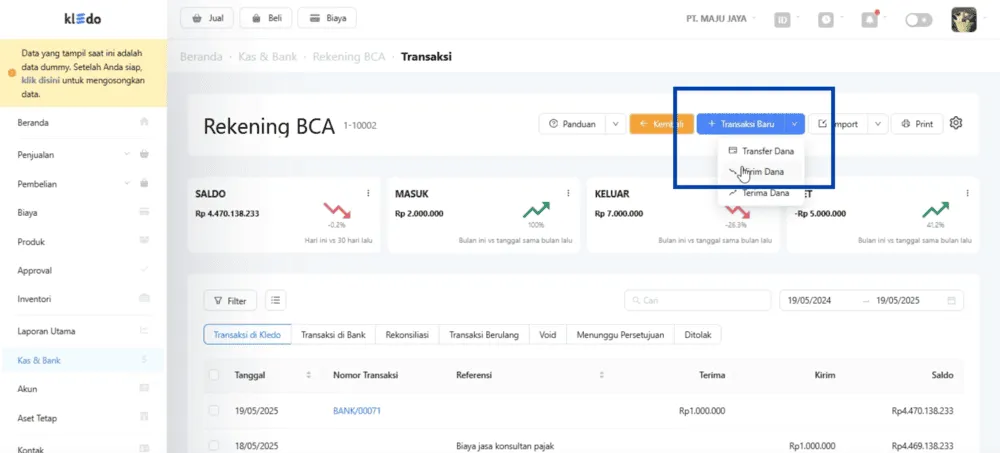 cara mencatat pajak pendapatan bunga dengan kledo 1