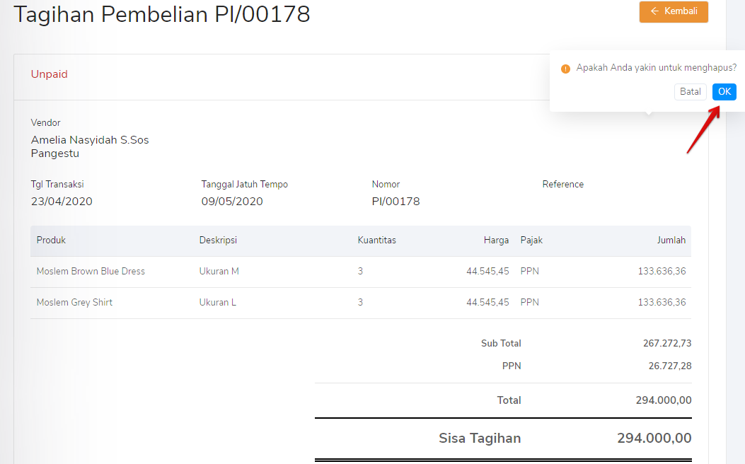 Cara Menghapus Tagihan Pembelian (Purchase Invoice) - Kledo