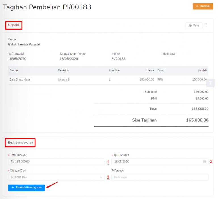 Cara Mencatat Pembayaran Tagihan Pembelian (Purchase Invoice)