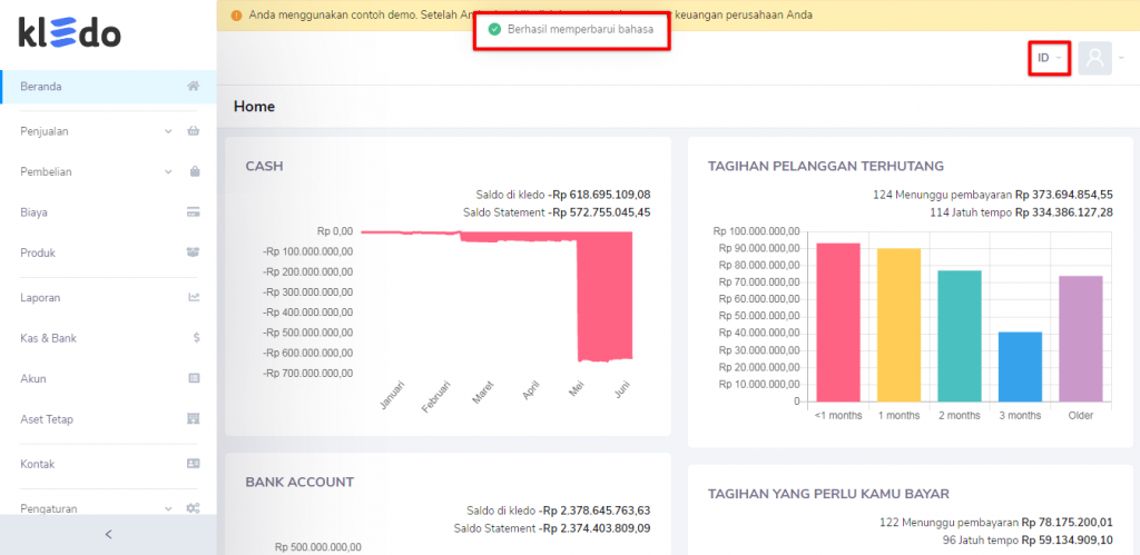 Cara Mengatur Bahasa  Software Akuntansi Kledo