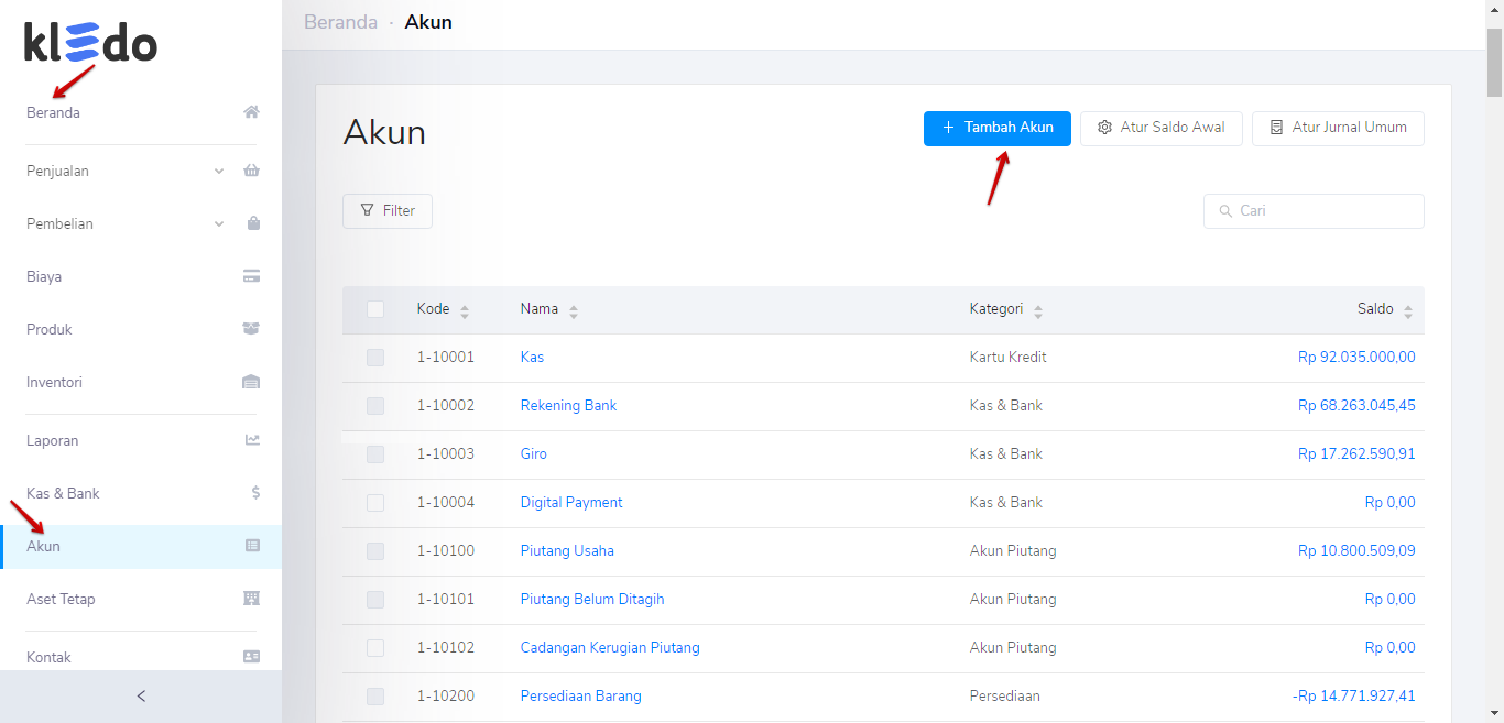 Cara Menambah Akun - Kledo - Software Akuntansi Cloud Terlengkap