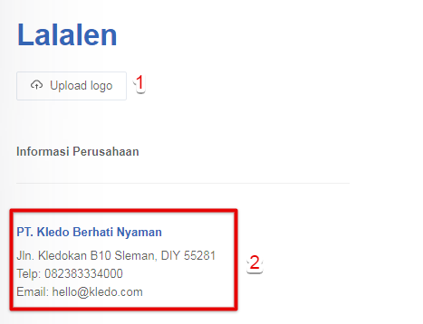 Upload logo invoice jual Kledo