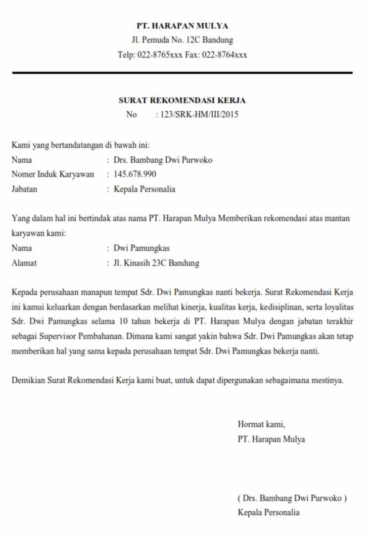 Contoh Surat Rekomendasi Terbaik untuk Melamar Kerja, Wajib Coba