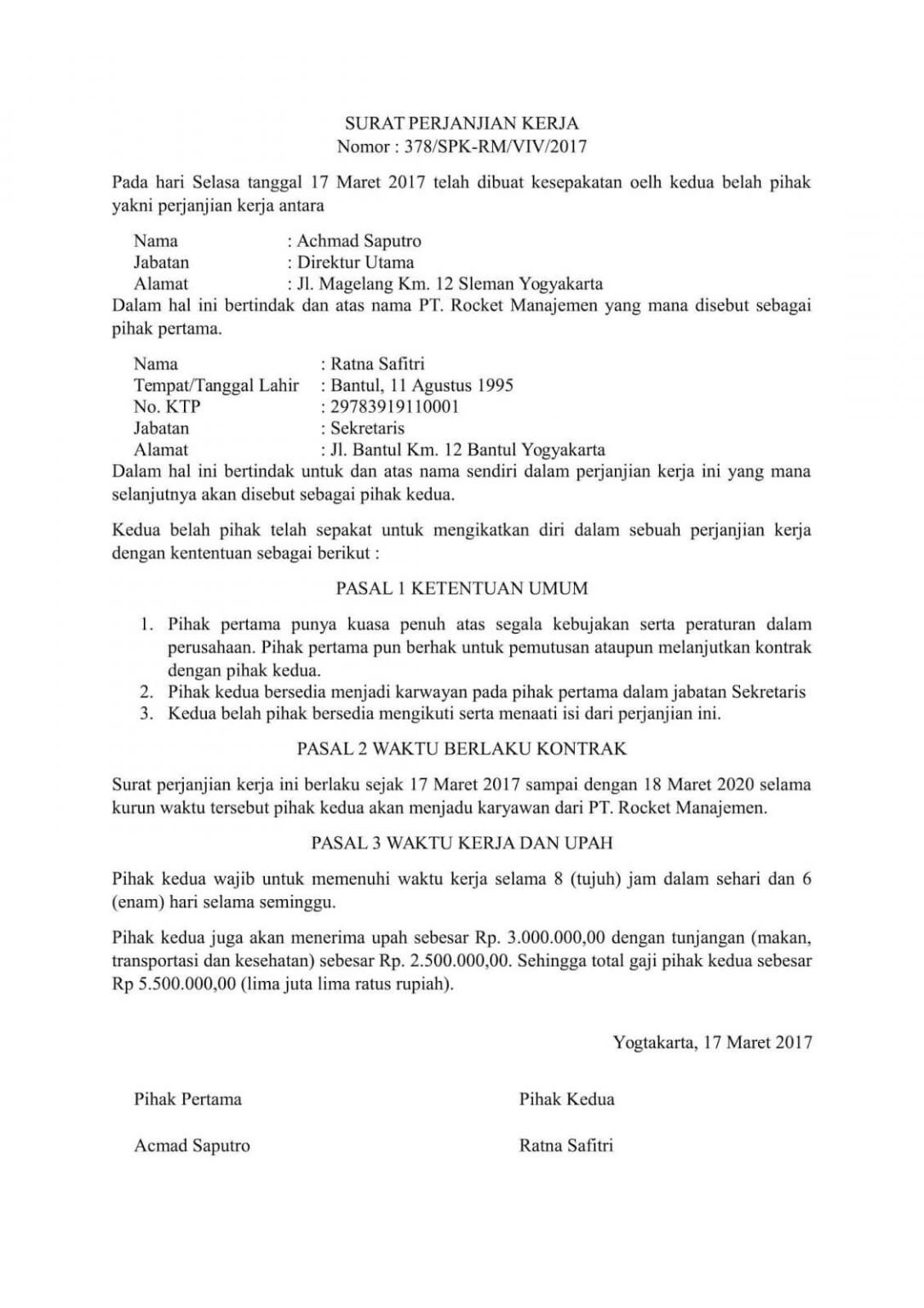 Contoh Surat Perjanjian Pengambilalihan