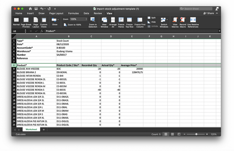 import excel inventory