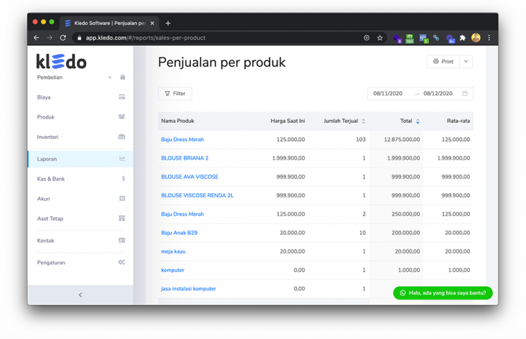 laporan stok inventory