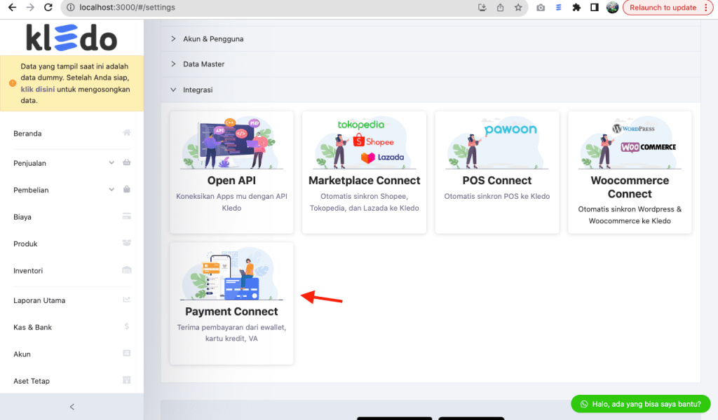 connect payment gateway DOKU