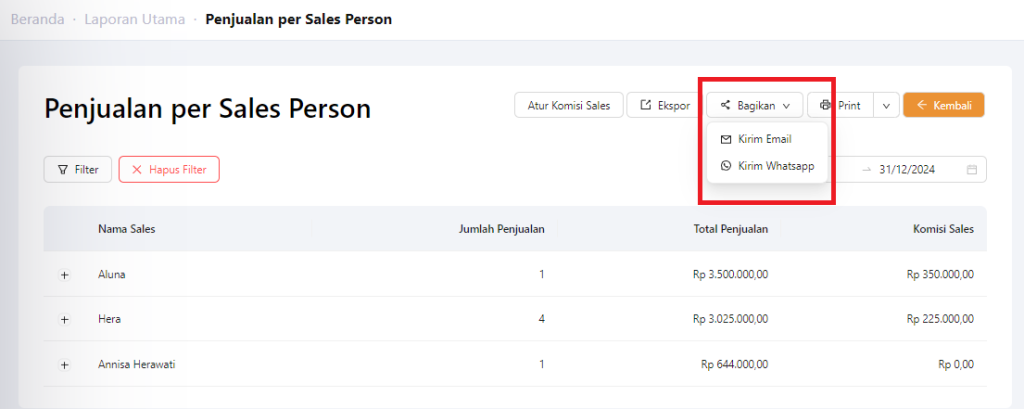 Fitur bagikan penjualan sales person