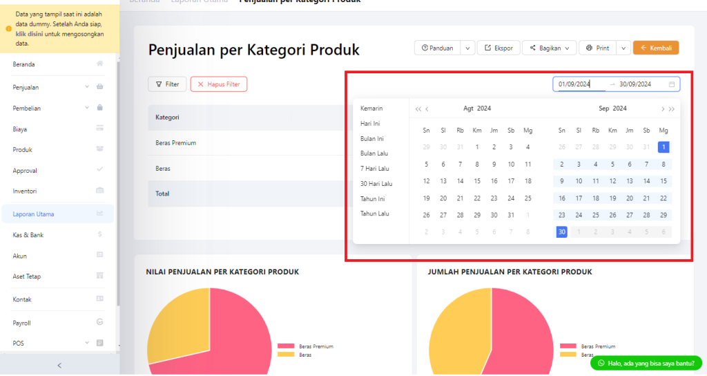 Atur periode waktu