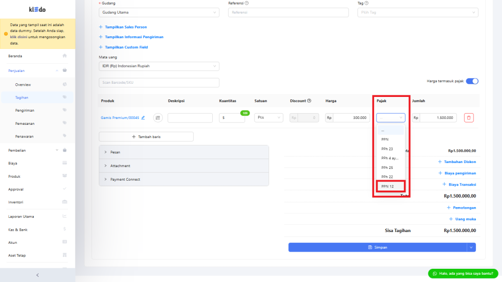 Pilih ppn 12%