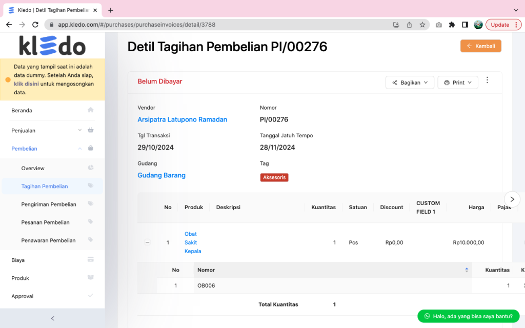 Transaksi Tagihan Pembelian