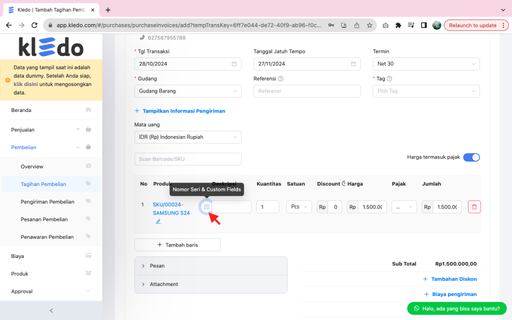 Nomor Seri & Custom Field