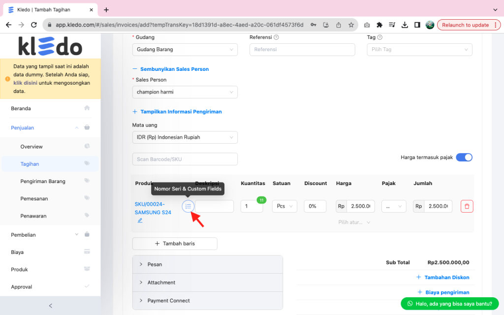 Nomor Seri & Custom Fields